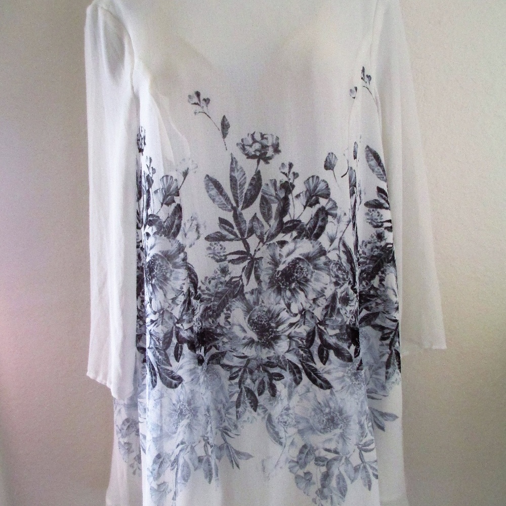 NWOT Urban Outfitters Kimchi Blue White Floral Chiffon Shift Dress
